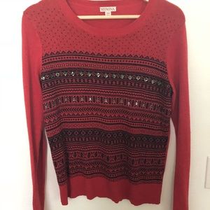 🌸 Adorable Red/Navy Embellished Sweater 🌸